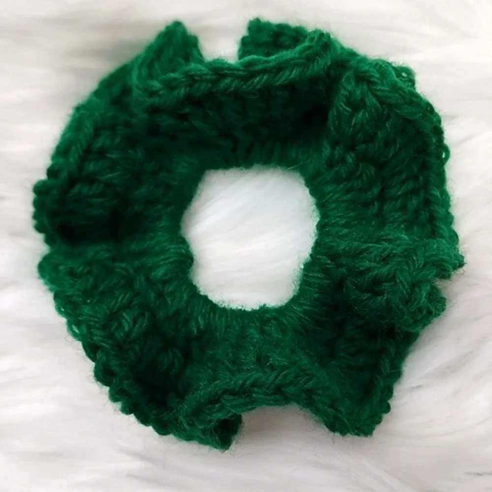 Handmade Textured Crocheted Scrunchies Ponytail Holder Hair Tie Set Of 4 - New